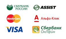 Способы оплаты: Сбербанк, Альфа-Клик, Сбербанк Онлайн, ASSIST